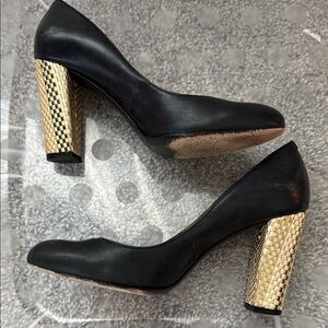 Elegant Black and Gold Women's Heels